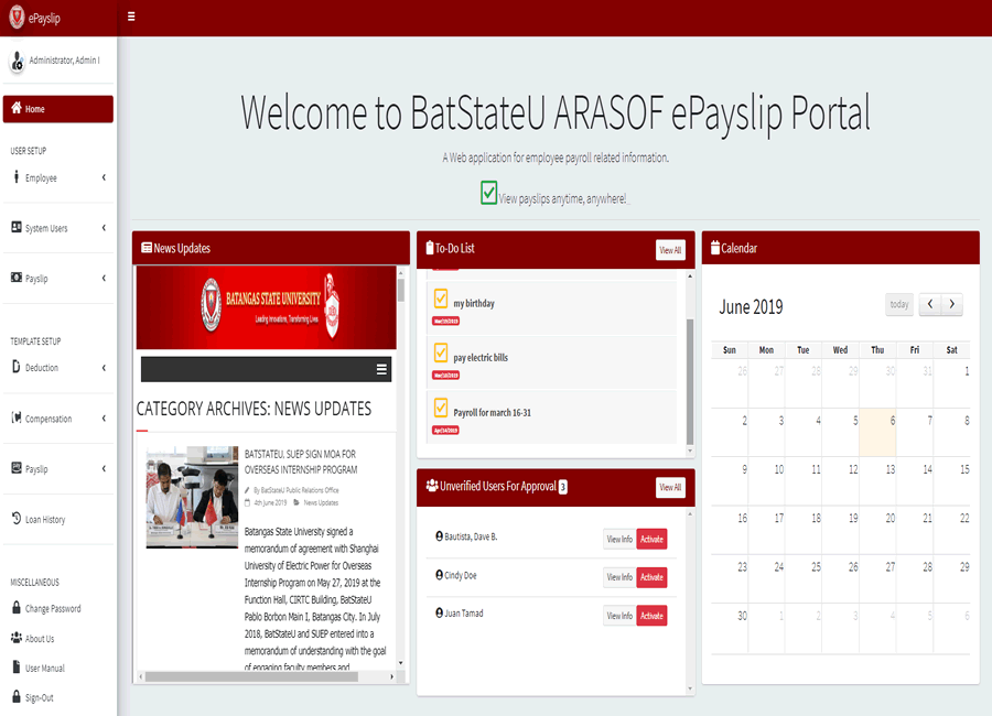 Batangas State University Electronic Payslip
